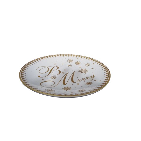 Be Merry Festive Holiday Gold 222 Fifth Small Plates Set of Four GUC - Picture 10 of 15